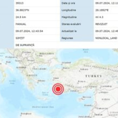 Cutremur resimțit în Grecia și Turcia