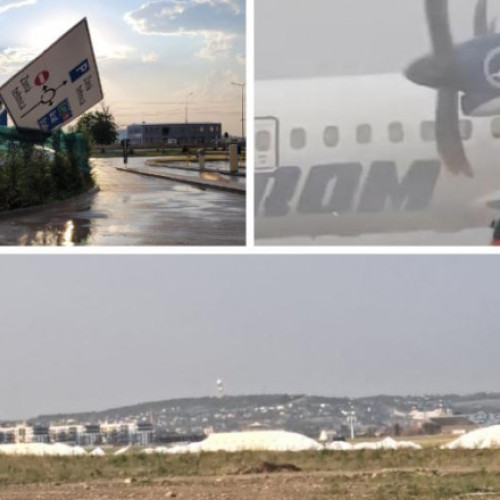 Vântul puternic a avariat gardul Aeroportului Oradea și a blocat o aeronavă Tarom la sol