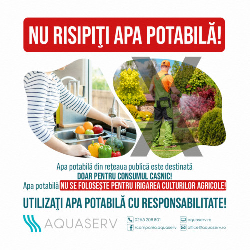 Aquaserv Tg. Mureș desfășoară o campanie pentru consumul responsabil de apă