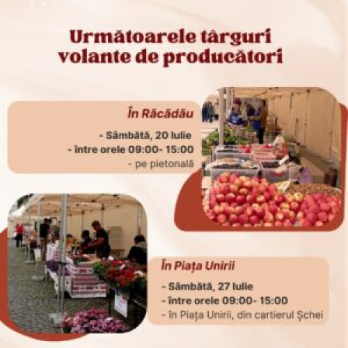 Târg volant în cartierul Răcădău și Piața Unirii
