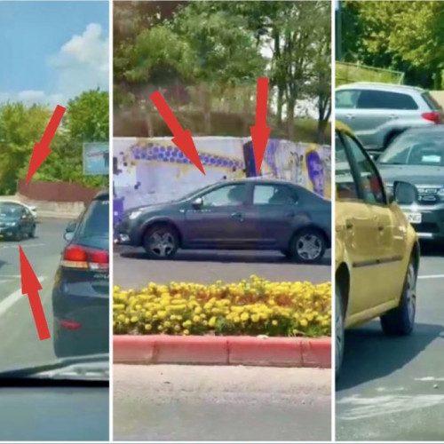 Șoferiță pe contrasens în sensul giratoriu din Pitești