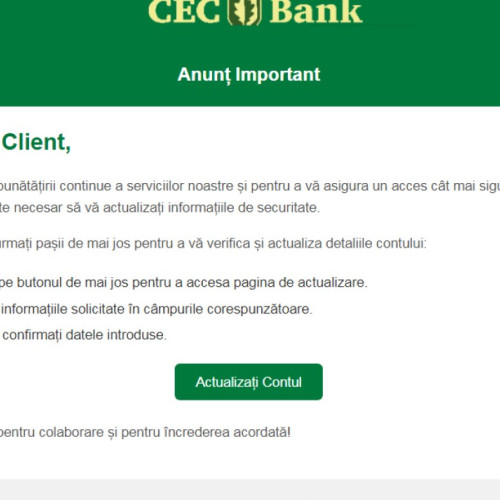 Escrocii își perfecționează metodele: atenție la mesajele false care par să vină de la CEC Bank