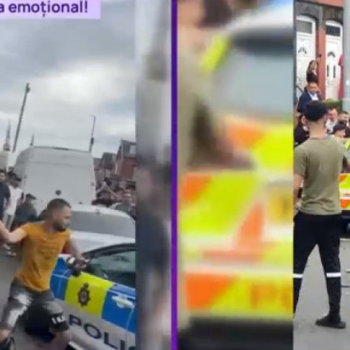 Violențe în Leeds: O mulțime furioasă a atacat poliția și a incendiat un autobuz