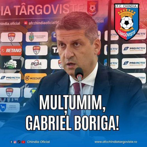 Chindia Târgoviște se confruntă cu o schimbare: Gabriel Boriga își dă demisia din funcția de președinte