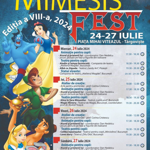 Festivalul de teatru pentru copii "Mimesis Fest", ediția a VIII-a, va avea loc în Târgoviște