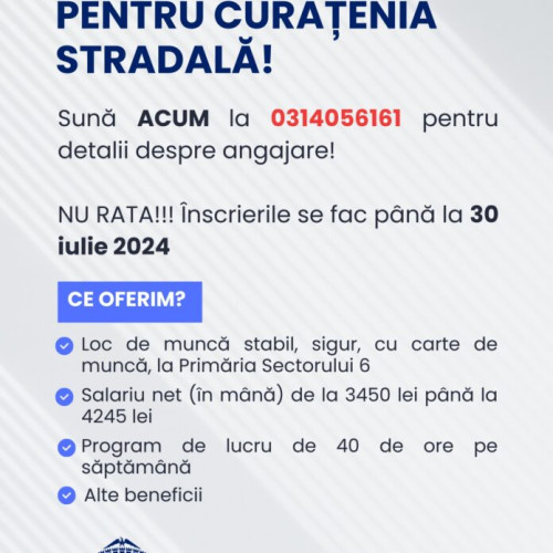 Primăria Sectorului 6 angajează muncitori pentru curățenia stradală