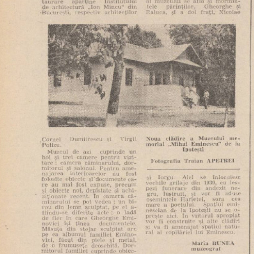 Cetățenii din Botoșani contribuie la reorganizarea Muzeului-memorial Mihai Eminescu