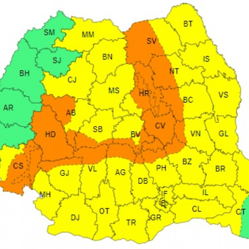 Avertizare Cod galben de vreme severa pentru judetul Galati