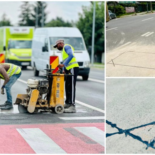 Asfaltul proaspăt din Bacău, tăiat pentru instalarea unor sisteme moderne de trafic