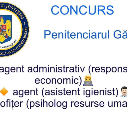 Penitenciarul Gaesti angajează pentru 2 posturi de agent și 1 post de ofițer
