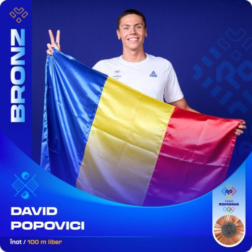 David Popovici câștigă medalia de bronz la 100 de metri liber la Jocurile Olimpice 2024