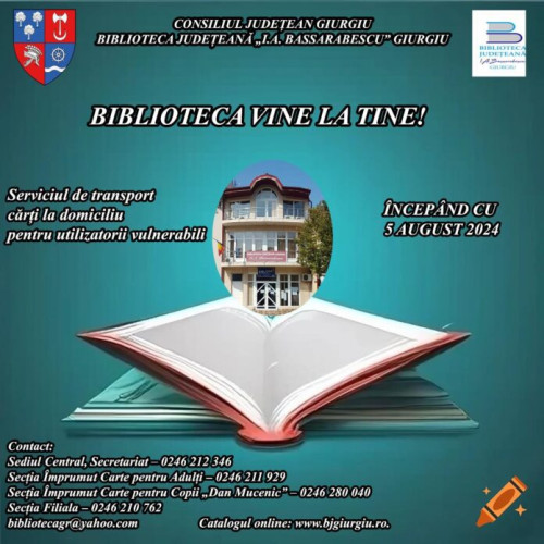Biblioteca Județeană "I.A. Bassarabescu" din Giurgiu reia serviciul de transport la domiciliu