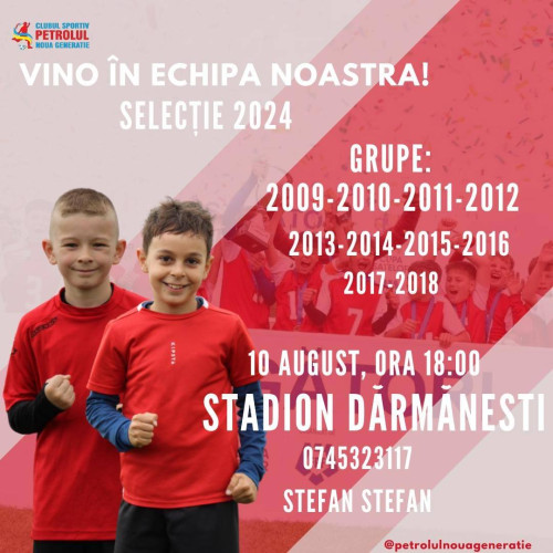Selectie pentru formarea unei echipe de fotbal la Darmanesti