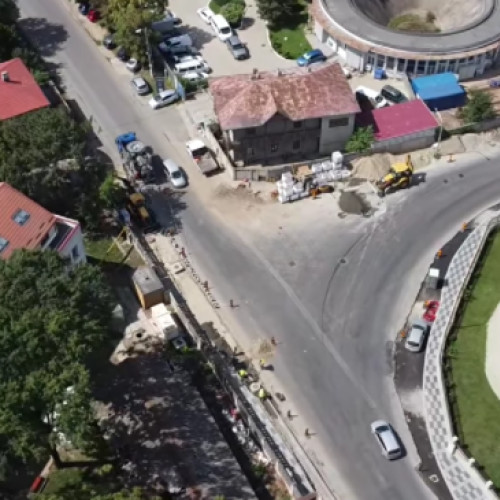 Lucrări la noul sens giratoriu din Măgureni