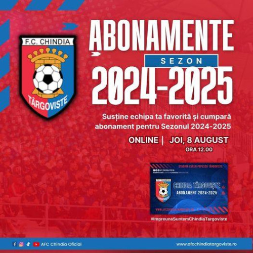 Chindia Târgoviște lansează abonamentele pentru sezonul competițional 2024-2025