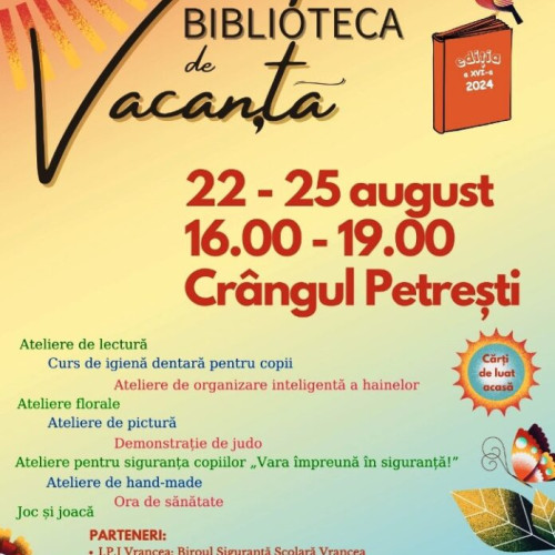 Biblioteca de Vacanta: Eveniment pentru toata familia in Crangul Petresti