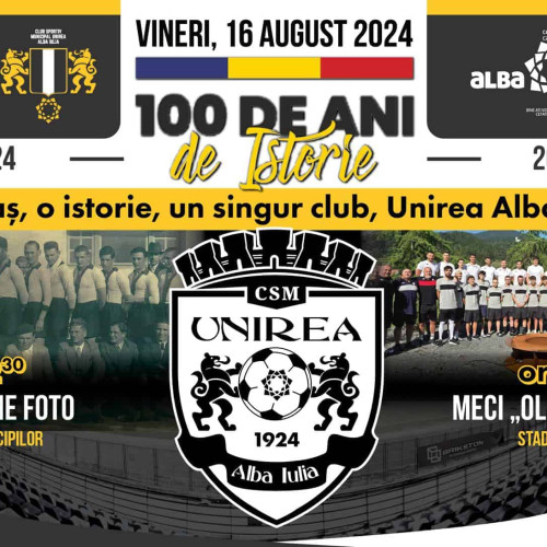 Clubul de fotbal Unirea Alba Iulia sărbătorește 100 de ani de istorie