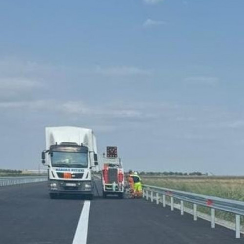 UMB a început trasarea marcajelor rutiere pe autostrada Buzău-Focșani
