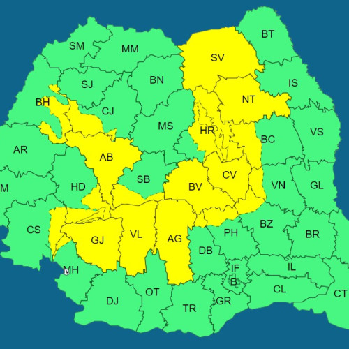 Cod galben de instabilitate atmosferică în județul Alba