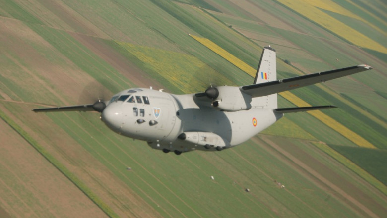 Aeronava C-27J Spartan a intervenit pentru stingerea incendiului de pădure în Caraș-Severin
