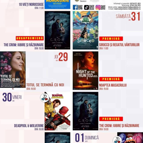 Noua ofertă de proiecții cinematografice la Cinema Independenta