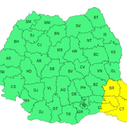 Alertă cod galben de furtuni în Dobrogea și estul Munteniei