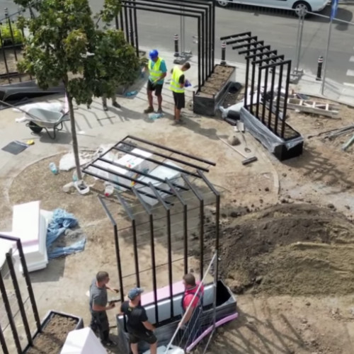 Lucrări de amenajare la scuarul de la intersecția Viitorului, Toamnei și Ardeleni