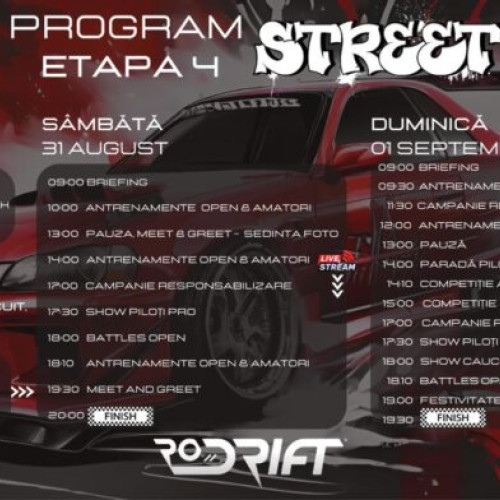 Proiectul "Campionii sunt pe circuit, nu pe sosele!" se desfășoară între 30 august și 01 septembrie