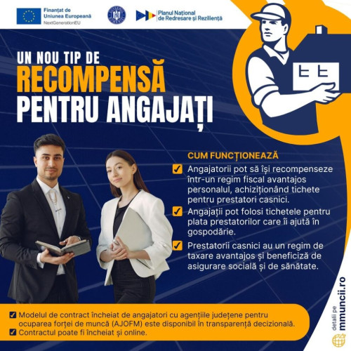 Angajatorii trebuie să încheie convenții pentru a acorda tichete casnice angajaților