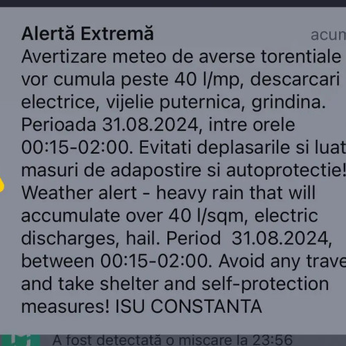 Avertizări meteo severe în județul Constanța