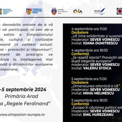 Simpozionul "Istorie, cultură și civilizație europeană în context actual" se va desfășura la Arad