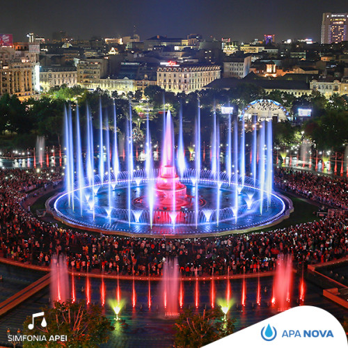Simfonia Apei: Spectacol de muzică, lumini și apă în Piața Unirii