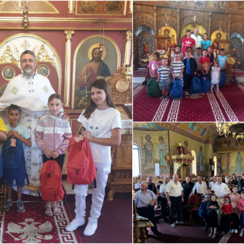 Parohiile Piscu 2 și Izvoarele donează ghiozdane elevilor din județul Galați