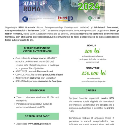 REDI România și Ministerul Economiei lansează Start-Up Nation România, ediția 2024