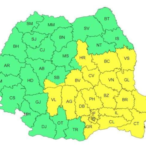 Atenționare meteorologică: Cod galben de ploi însemnate cantitativ în mai multe județe din țară