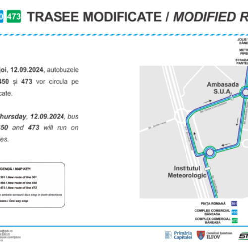 Suspendarea stației "Ambasada SUA" și reamplasarea stației "Institutul Meteorologic"