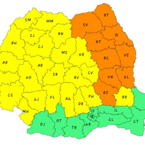 Avertizare meteorologică cod galben și cod portocaliu pentru România
