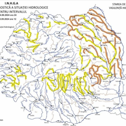 Avertizări Cod galben și Cod portocaliu de inundații emise de INHGA