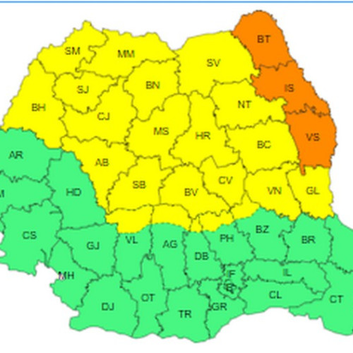 Cod Portocaliu de ploi prelungit în județul Botoșani