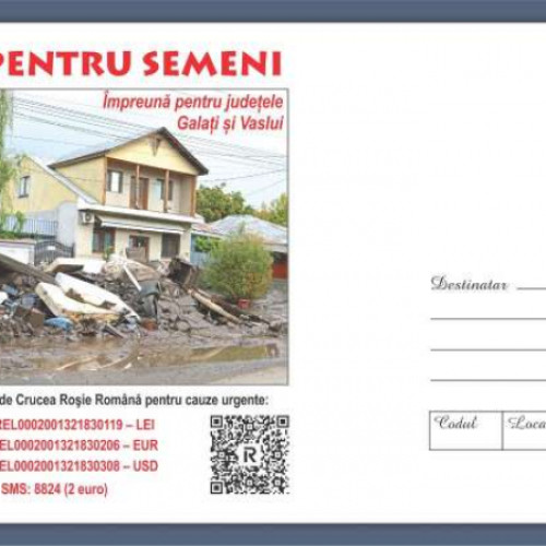 Romfilatelia lansează un plic de corespondență pentru ajutorarea sinistraților