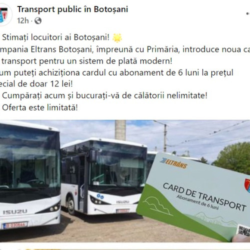 Oferte false circulă pe rețelele de socializare în numele Primăriei Botoșani și Eltrans