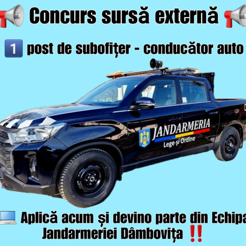 Concurs pentru ocuparea unei funcții în Jandarmeria Dâmbovița