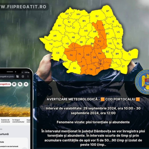 Avertizare meteo cod portocaliu pentru județul Dâmbovița