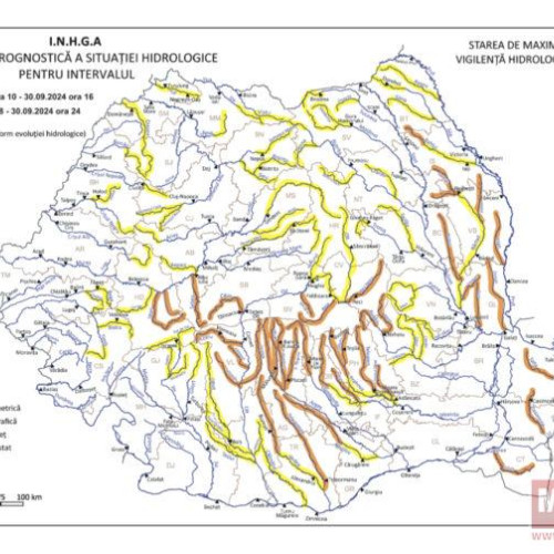 Risc de inundații pe râul Jijia și afluenții săi, anunțat cod galben