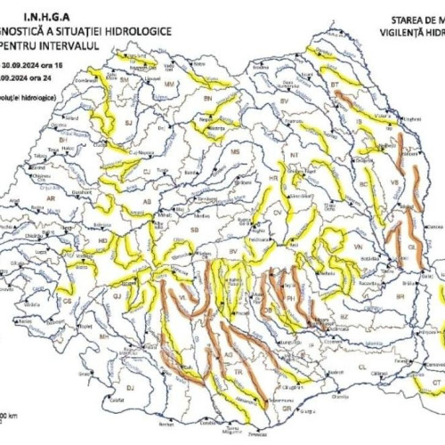 Avertizare hidrologică cod galben în județul Dâmbovița