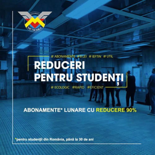 Reducere de 90% pentru studenți la metrou în România