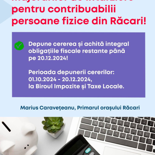 Scutiri de la plata majorărilor pentru datornicii din Răcari