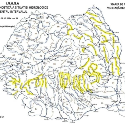 Avertizare hidrologică cod galben în județul Dâmbovița