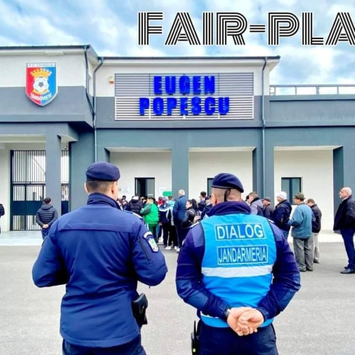 Meci de fotbal la Târgoviște, jandarmii asigură ordinea publică