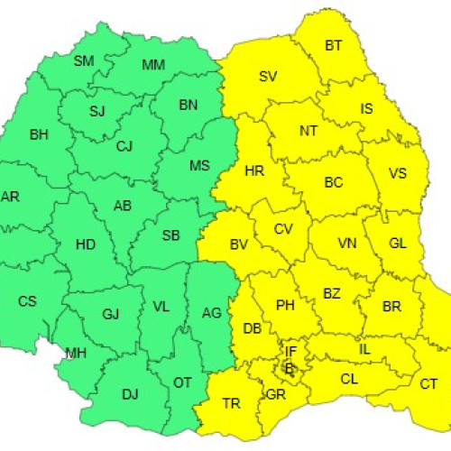 Alertă meteorologică Cod Galben pentru anumite regiuni din România